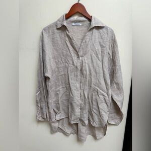 Meo Meli Women's Beige Linen Top